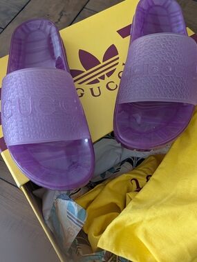 Gucci Adidas Purple Slide Sandals